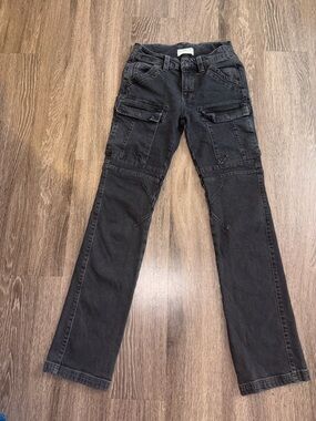 Womens Blk Free People Dream Maker Relaxed Midi Rise Cargo Jeans Sz 26